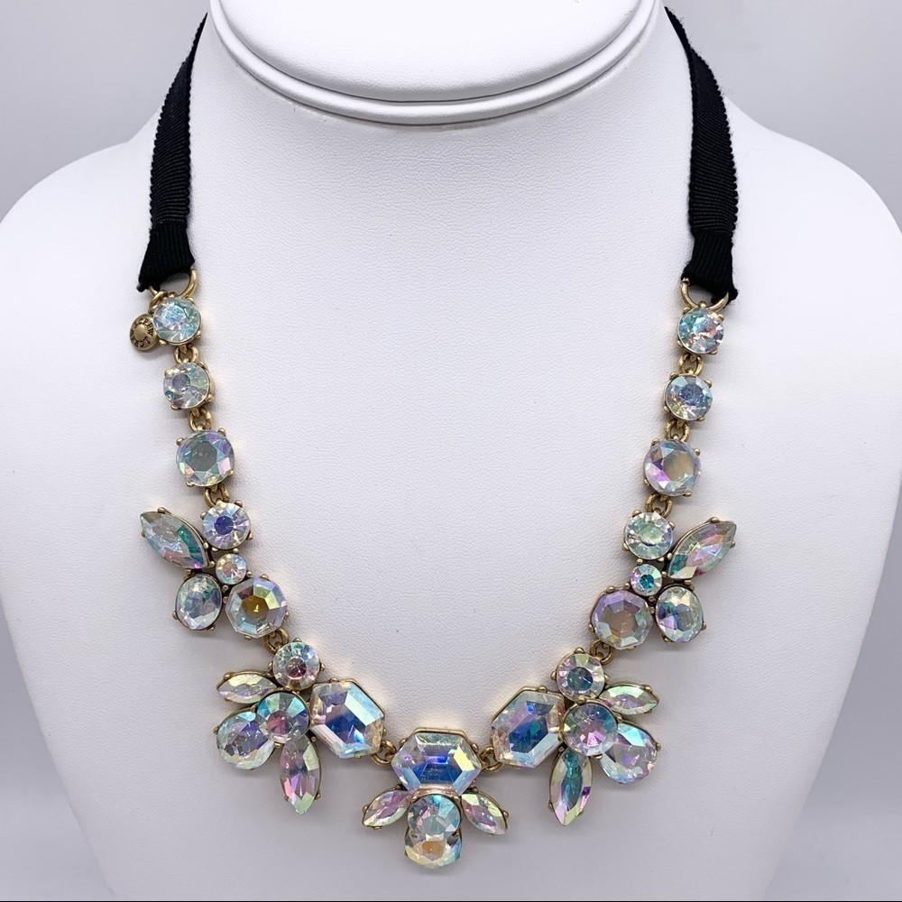 J. Crew Jeweled AB Ribbon Tie Necklace